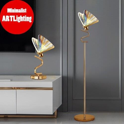 Luxury Butterfly Modern LED Corner Floor Lamp Nordic Standing Lamp For living room vertical creative personality bedside Light
