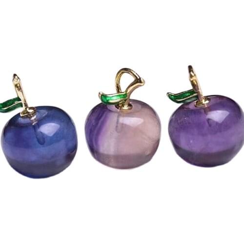 Hand Carved Rainbow Fluorite polished apple shape natural gems stone pendant for necklace making