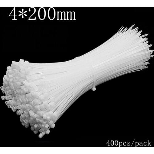 1 pack 400pcs 4X200mm Self-Locking white nylon Cable Tie Wire Zip tie