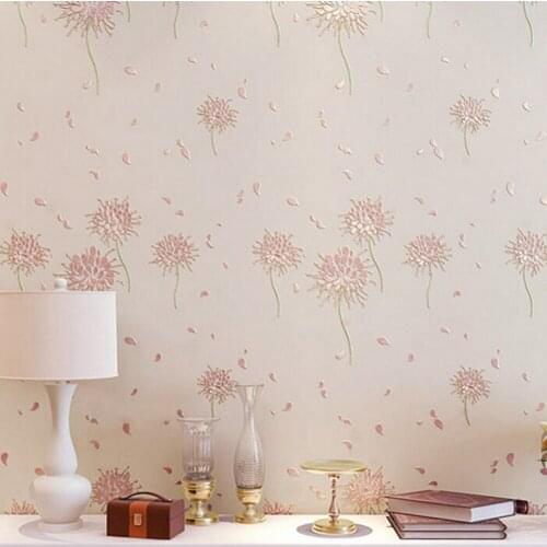 DIY 3D Stereoscopic Embossed Dandelion Wallpaper Non-woven Wall Sticker Decal Hotel Restaurant Mural Wallpapers For Living Room