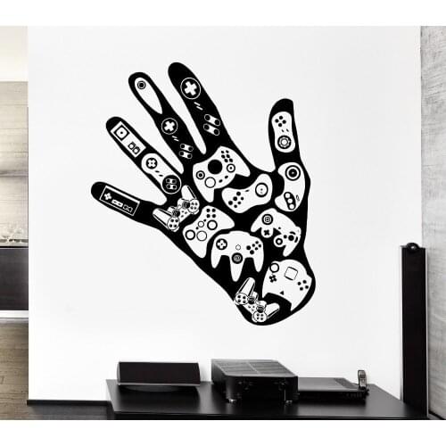 Removable Gamer Hand Wall Decal Video Game Play Room Boys Room Vinyl Stickers Art Home Decor Mural DIY Wall Sticker Y-19