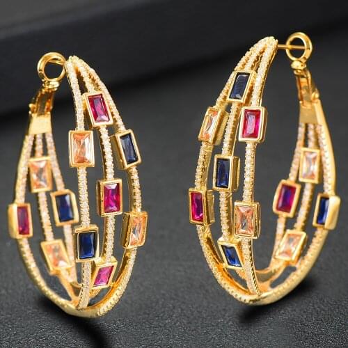 GODKI Jimbora Brand Trendy Luxury Statement Hoop Earrings For Women Wedding Cubic Zircon CZ Dubai Bridal Earring Fashion Jewelry