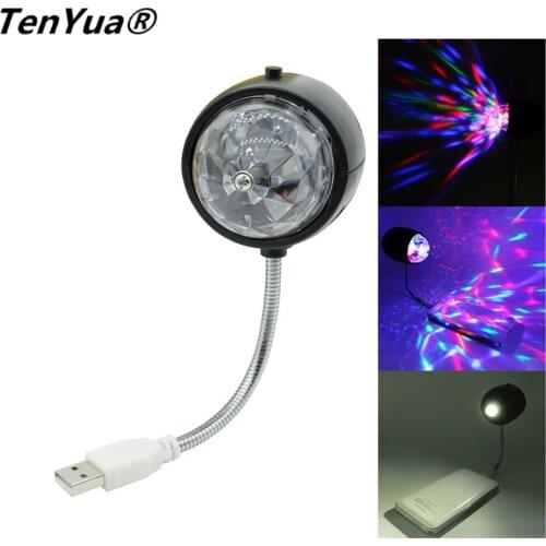 TenYua USB Powered Mini Colorful Magic Car stage lights rotating Disco Party Bar Laser Projector Lamp LED Stage Lighting effect