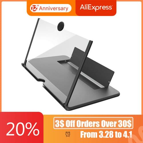 12 inch 3D Mobile Phone Screen Magnifier Folding Cell Phone Screen Magnifier Enlarged HD Video Amplifier Phone Stand Bracket