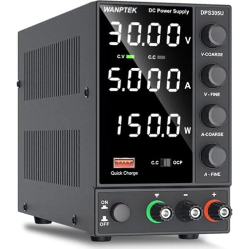 WANPTEK DPS305U 0-30V 0-5A 150W Switching DC Power Supply 4 Digits Display LED Adjustable Mini Power Supply AC 115V/230V 50/60Hz