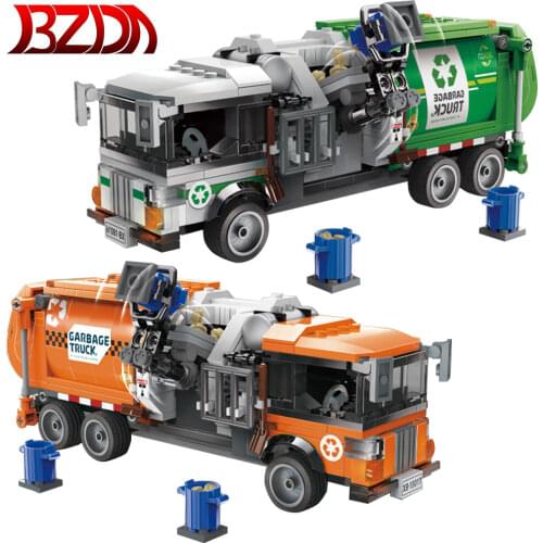 XINGBAO City Car Truck Blocks Toys Sanitation Creative Series High-Tech Garbage Truck Sanitation Vehicle DIY Childrens Gifts