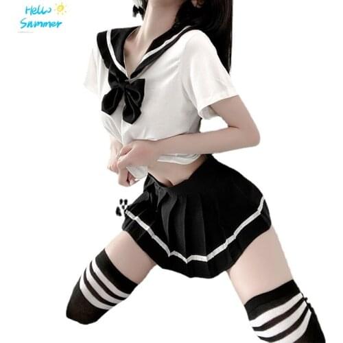 Japanese Korean Version of School student Uniform Cosplay Costume Sexy Pajamas Student Girl pleated Skirt Sex Play Costume 2021