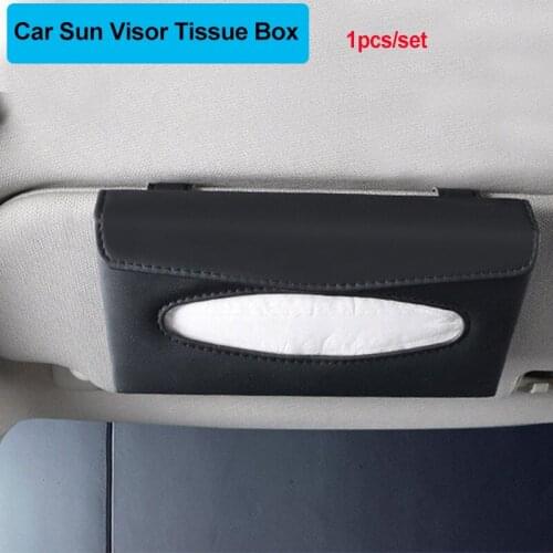 1 Pcs Auto Interior Storage Car Tissue Box Car Sun Visor Tissue Box Holder Decoration PU Leather With Car Emblem Logo