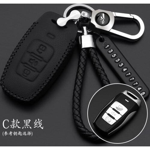 1 Pcs Car Leather Key Cover Case For Great wall HAVAL H6 Coupe H7 H9 H1 H2 Key Ring Keychains Key Cover Genuine Leather Key Bag