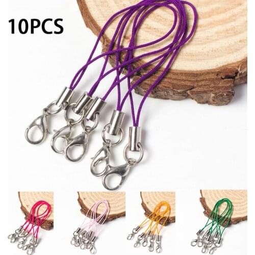 10 Pcs Lanyard Lariat Cords Lobster Clasp Color Rope Keychains Hooks Mobile phone Strap Charms Keyring Bag Accessories Key Ring