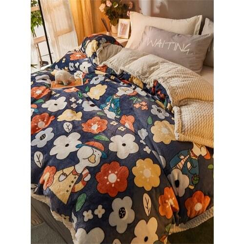 2021 Blanket thickening faux lamb wool winter nap cover coral fleece warmth flannel duvet cover fashion
