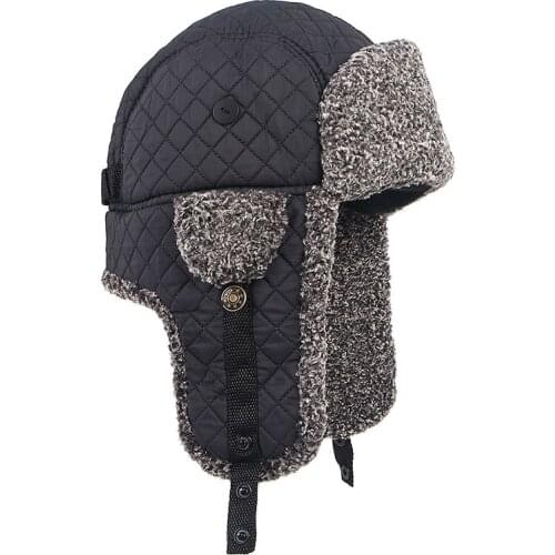 2020 Winter Soviet Army Military Badge Russia Ushanka Bomber Hats Pilot Trapper Cap Winter Faux Rabbit Fur Earflap Snow Caps hat