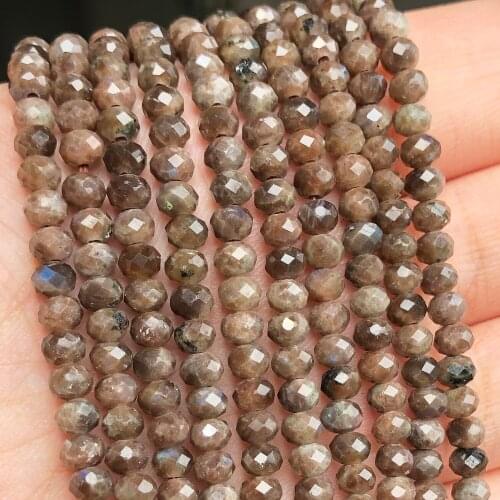 3x2mm Faceted Natural African Labradorite Stone Beads Small Round Loose Rondelle Beads for Jewelry Making DIY Bracelet Earrings