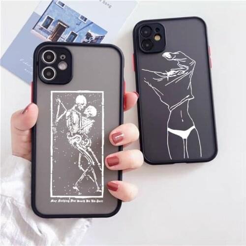 ZUIDID Funny Abstract Women Face Line Phone Case For iPhone 11 Pro Max 12 Pro SE20 7 8Plus XR XS X Skulll Clear Cover Hard Coque
