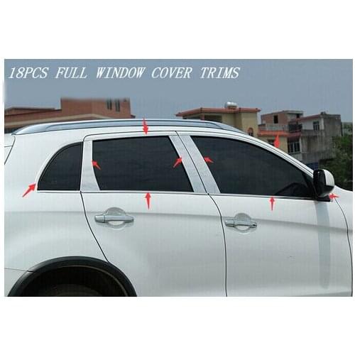 For Mitsubishi ASX Outlander sport 2013 2014 2015 Stainless Steel Full Window Decoration Cover Trims 18pcs NEW Arrival