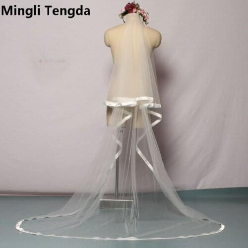 Free Shipping New White/Ivory Stain Edge 2 M Long Bridal Veils with Comb Veu De Noiva Velos De Novia wedding accessories