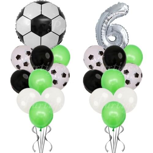 21pcs/1set 16inch Red Silver 0-9 Number Football Foil Balloons Soccer Globos for Baby Shower Birthday Party decoration supplies