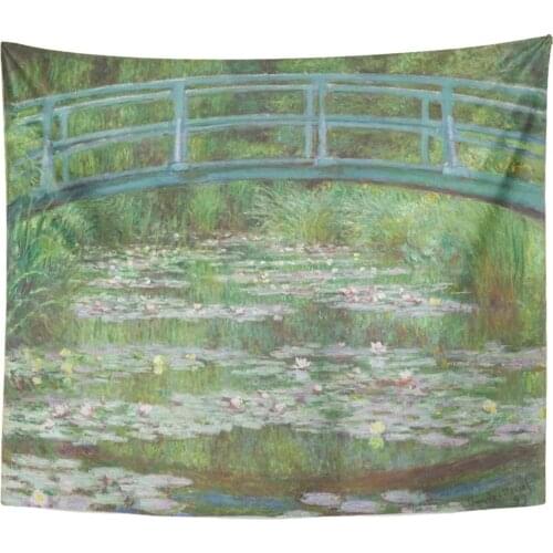 Tapestry The Japanese Footbridge by Claude Monet 1899 French Impressionist Tapestries Wall Hanging for Living Room Bedroom Dorm