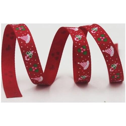 [IuBuFiGo] New Style 3/8" 9mm Christmas Ribbon Printed Grosgrain ribbons Festival Tape Hair bows 100 yards/roll XZD--1873