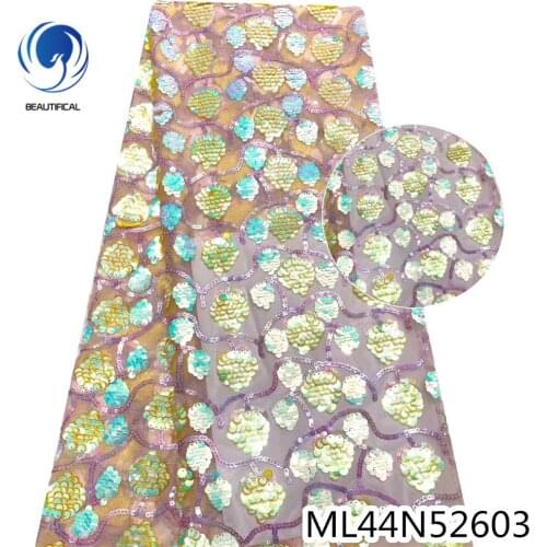 Beautifical French Sequins Lace 2020 High Quality African Lace Net Fabric for Wedding Dress ML44N526