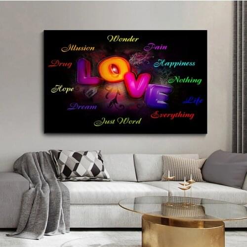 Colorful Love Abstract Art Canvas Painting Modern Street Graffiti Art Posters and Prints Wall Picture for Living Room Home Decor