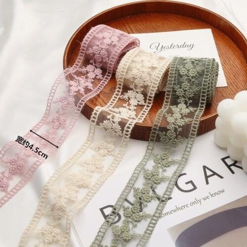 2m 45mm Hollow Out Lace Ribbon With Embroidery Flower Ribbons Bow Knot Hair Accessories Wedding Decor Diy Handmade Material