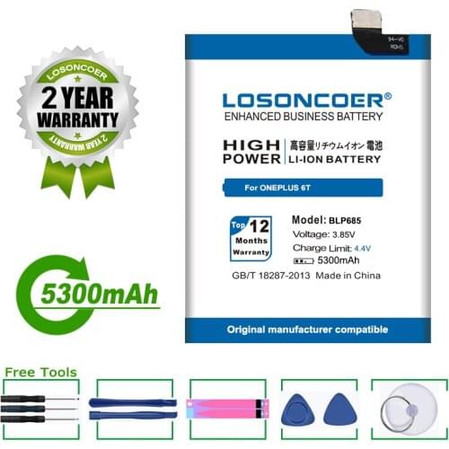LOSONCOER Battery 5300mAh BLP685 For ONEPLUS 6T Mobile Phone Battery +Free Tools