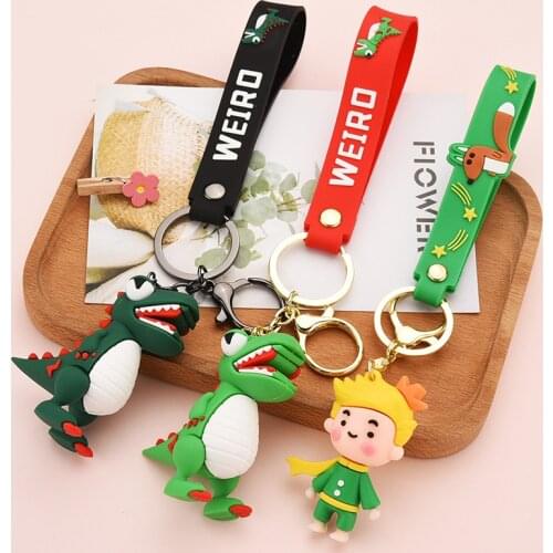 Cute Soft Dinosaur Keychain Cartoon Little Prince Anime Key Ring Charm Bag Car Pendant Resin Key Chains Accessories