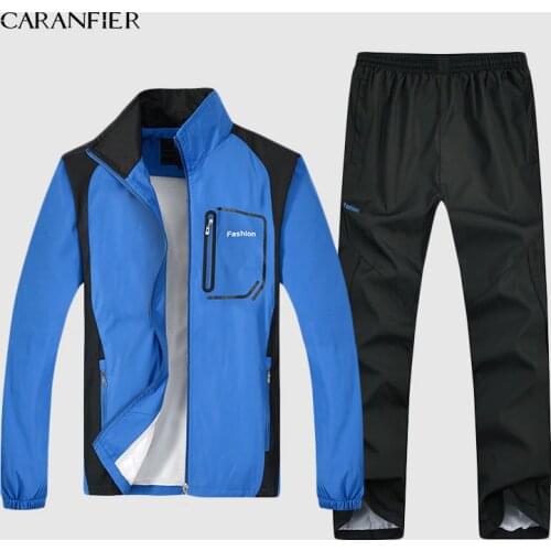 CARANFIER New Mens Jacket 2019 Breathable Fishing Waterproof Jackets 2 Piece Mens Set Sportswear Jacket +Pants plus size L-5XL