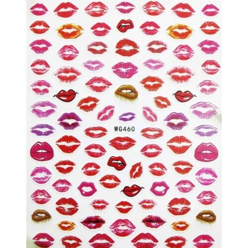 3D Nail Stickers Pink Red Sexy Lips Kiss Sliders for Nails Art Decoraciones Adhesive Foil Design All for Manicure Accessories