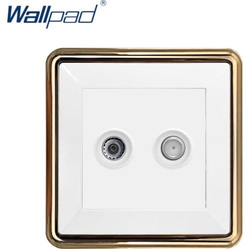 2019 Wallpad TV+SAT Socket Wall Electrical Power Socket Outlet Gold Panel