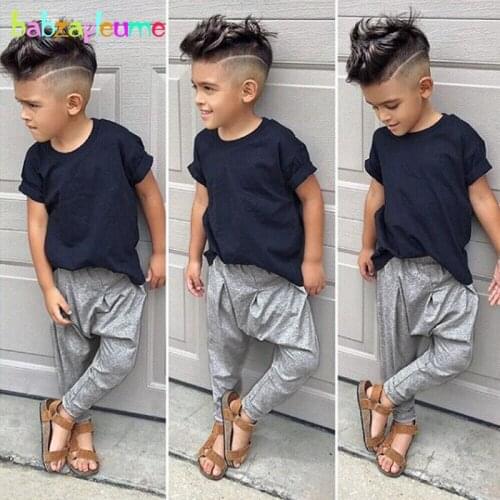 2019 New Toddler Summer Clothes For Kids Wear Cotton Short Sleeve T-shirt+Children Haren Pants Baby Boys Clothing Sets BC1447