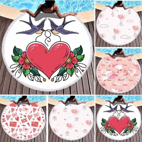 Love heart shape Beach towel large beach towels miraculous For home Bath towels Beach mat Large beach towel Towel beach Towels