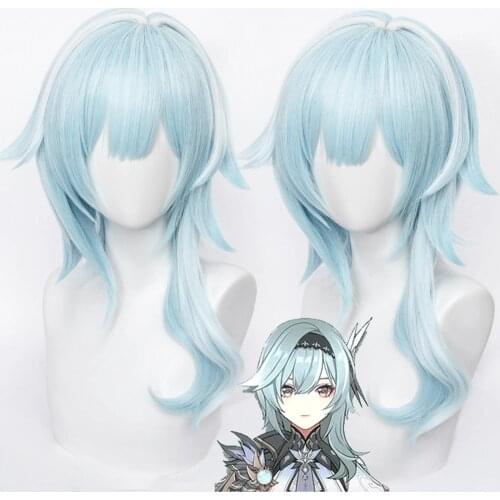 High Quality Eula Cosplay Wig Anime Genshin Impact Heat Resistant Synthetic Hair Wigs + Wig Cap