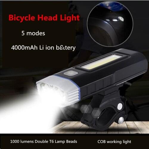 Electric Bicycle Headlight Front and Taillight Rear Back Light Cycling Riding Lamp Bike Lights USB Charge 1000 Lumens Bright