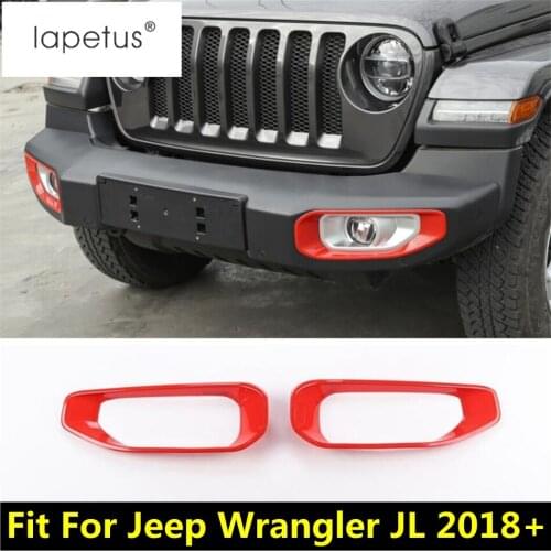 Lapetus Accessories For Jeep Wrangler JL 2018 2019 2020 Front Head Fog Lights Lamp Frame Molding Cover Kit Trim / 3 Colors
