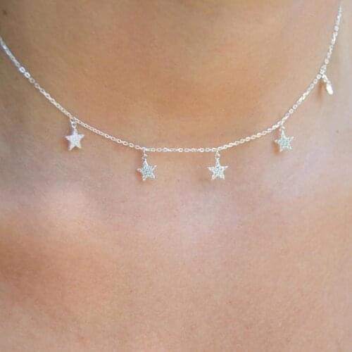 Drop Shipping 925 Sterling silver Necklaces Star Pendants&Necklaces Jewelry Collar Necklace Pendants For Women fashion choker