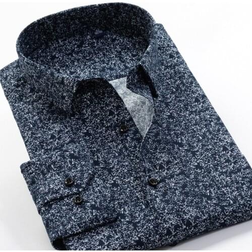 Plus Size 10XL 9XL 8XL Mens Button Down Long Sleeve Stretch Performance Print Shirt 2021 New Arrivals Men Casual Loose Shirts
