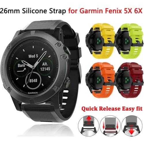 26MM Smart Watch Band Straps For Garmin Fenix 5X 6X Pro Quick Release Strap Silicone Replacement Bracelet For Garmin Fenix 3/3HR