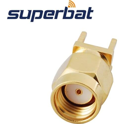 Superbat 10pcs RP-SMA Thru Hole Plug(Female Pin) Vertical PCB Mount Solder RF Coaxial Connector for Wi-Fi Antenna etc