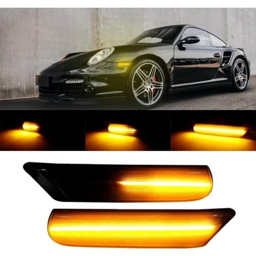 2PCS LED Dynamic Side Marker Lights, For-Porsche 911 Carrera Targa Turbo 997 Cayman Boxster 987 Turn Signal Light