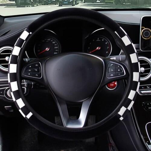 Universal Car Steering Wheel Cover No Inner Ring 37-38CM Lattice Style Skidproof Steering Wheel Case Protector Car Accessories