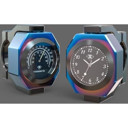 Universal Reversible Aluminum Alloy 4Color 7/8inch 1inch Motorcycle Luminous Handlebar Mount Clock Watch+Thermometer