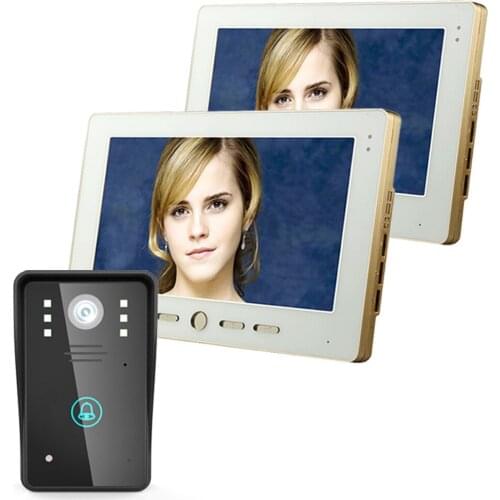 2 Monitors 10" Video Door Phone Intercom Doorbell Touch Button Remote Unlock Night Vision Security CCTV Camera