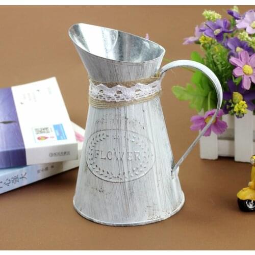 Vintage Watering Cans Shabby Chic Iron Flower Jug Pitcher Flower Vase For Home Decoration Flower Pitcher Jug Cafe Coffe Shop
