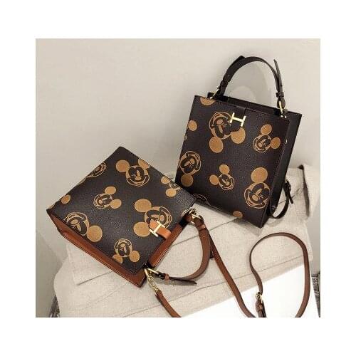 Disney Mickey mouse Womens bag pu minnie messenger bag shoulder messenger bag fashion check ladies chain bag cartoon handbag