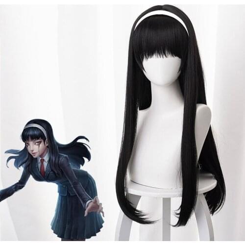 Fifth Personality The Witch of Dreams Kawakami Fujiang Black Long Straight No Hair Band Cos Wig Anime Cosplay Female Wig Hair