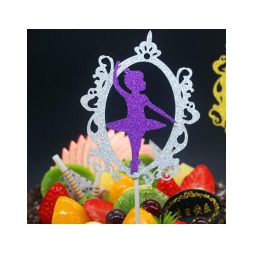 1pc Magic Mirror Ballet Angel Birthday Cake Flag Creative Topper Flags For Wedding Birthday Party Cake Baking Decoration
