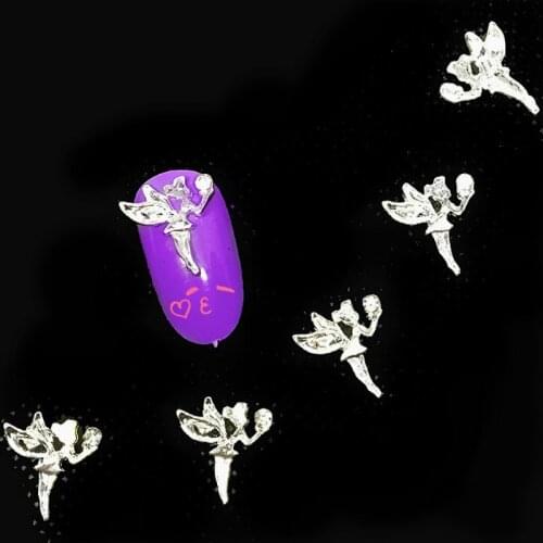 10Pcs Fairy Nail Art Accessoires Metal Decorations With Crystal 3d Silver Charms Bijoux NailArt Supply Shiny Diamond New Cartoon