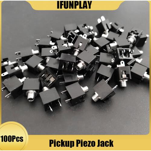 100pcs Acoustic Guitar Ukulele Guitar Pickup Piezo Jack Socket Plug Guitar EQ Piezo Connector 2.5mm Jack